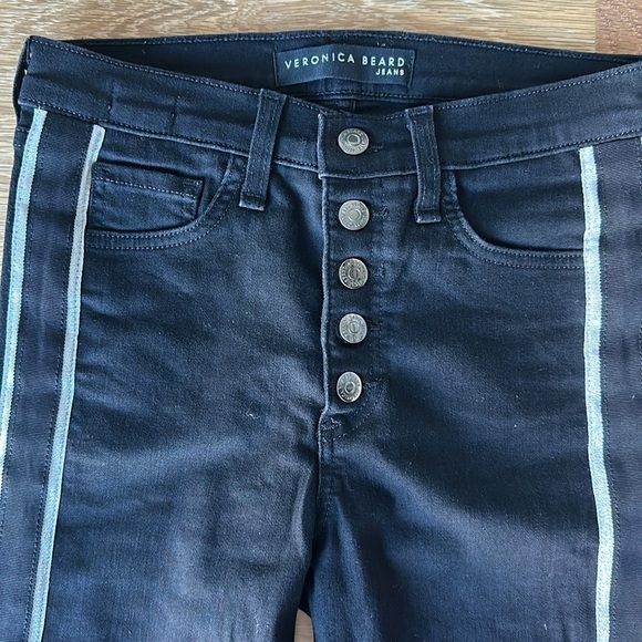 Veronica Beard Carolyn Baby Boot Jeans - Black Tuxedo Stripe - Picture 4 of 6